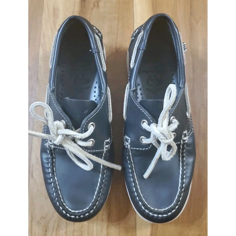 Brooks Brothers Boat Shoes Casual Navy Leather Preppy Little Boys US Size 1